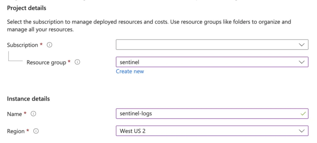 Log Analytics creation