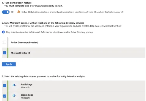UEBA settings